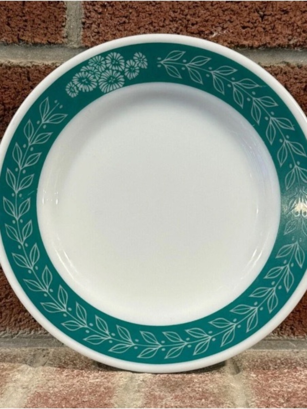 Teal Floral-Leaf Ceramic Dinner Plate - Home Dining